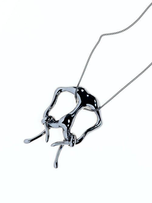A Life Form Necklace in Silver worn around neck |Color:Silver