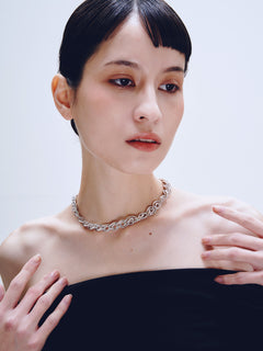 Dreary Link Necklace in Silver worn around neck |Color:Silver