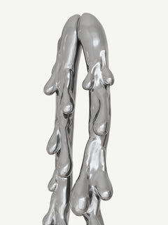 Drop Stand Earring in Silver, upper detail view |Color:Silver