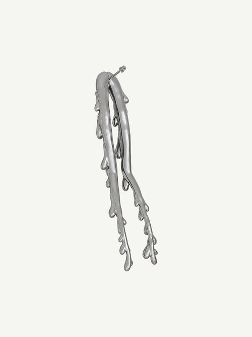 Drop Stand Earring in Silver, side product view |Color:Silver