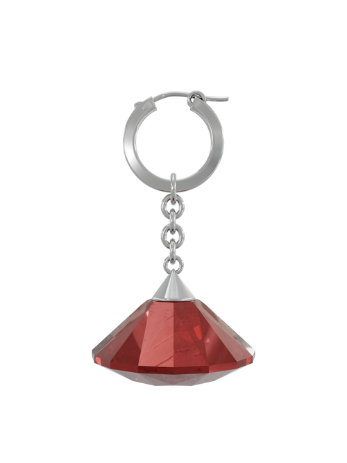 Glass Facet Earring in Red, front product view |Color:Red