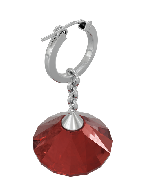 Glass Facet Earring in Red, angled product view |Color:Red
