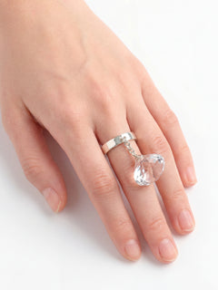 Glass Facet Ring in Clear worn on hand |Color:Clear