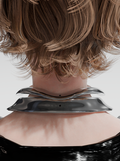 Haelyn Necklace in Silver worn around neck, alternate view |Color:Silver