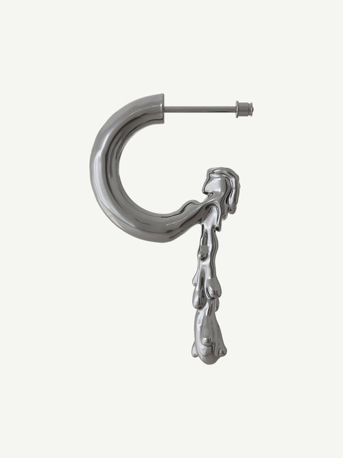 Melted Earring in Silver, alternate product view |Color:Silver