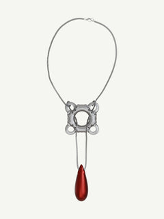 Swim Tube Necklace in Red, full product view |Color:Red