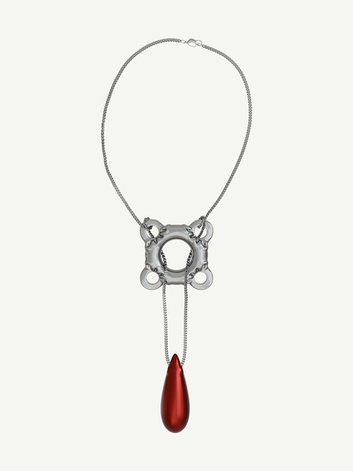 Swim Tube Necklace in Red, full product view |Color:Red