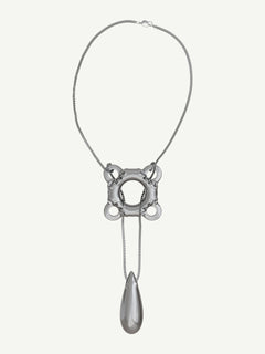 Swim Tube Necklace in Silver, full product view |Color:Silver