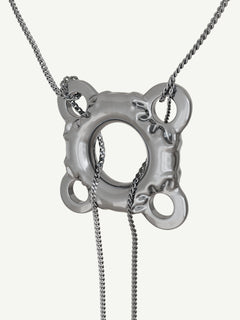 Swim Tube Necklace in Silver, front detail view |Color:Silver