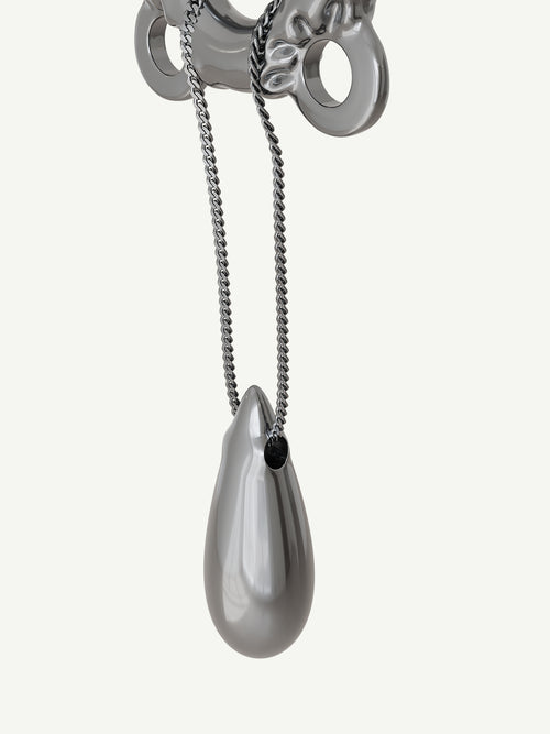 Swim Tube Necklace in Silver, drop detail view |Color:Silver