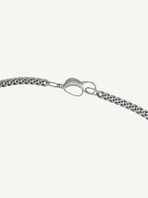 Swim Tube Necklace in Silver, clasp detail view |Color:Silver