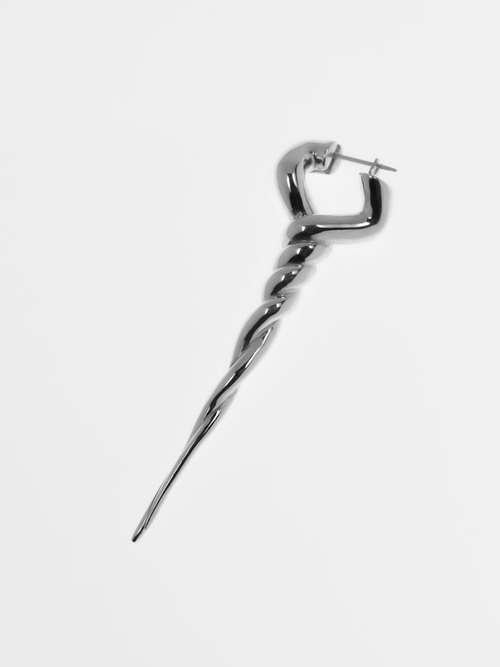 Tangle Earring Pair in Silver, alternate angled product view of one earring |Color:Silver