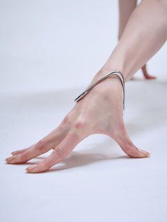 Wave Bracelet in Silver worn on hand |Color:Silver