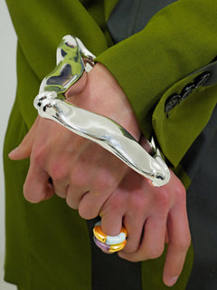 Appetizer Bracelet in Silver worn on wrist, alternate view |Color:Silver