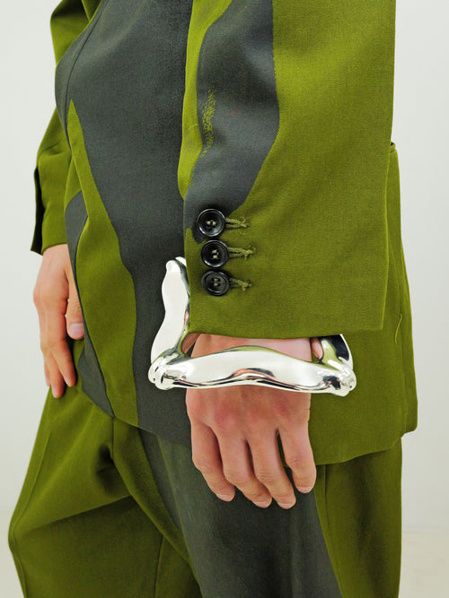 Appetizer Bracelet in Silver worn on wrist, detail view |Color:Silver
