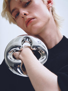 Arm Ring in Silver worn on arm, close-up view |Color:Silver