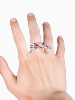 Brunch Ring Trio in Silver worn on fingers, alternate view |Color:Silver