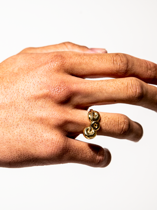 Crowd Ring in Gold worn on finger |Color:Gold