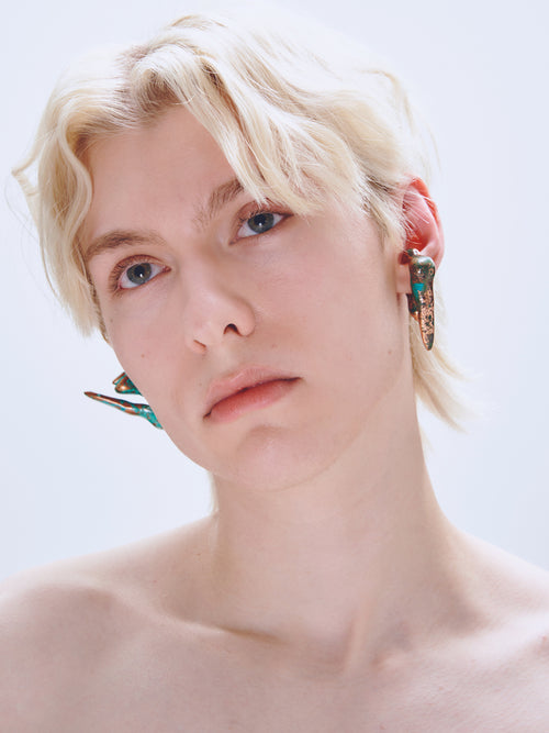 Decay Drift Ear Cuff in Copper worn on ear |Color:Copper