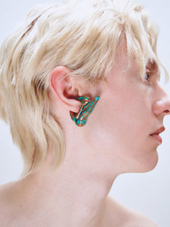 Decay Drift Ear Cuff in Copper worn on ear, alternate close-up view |Color:Copper