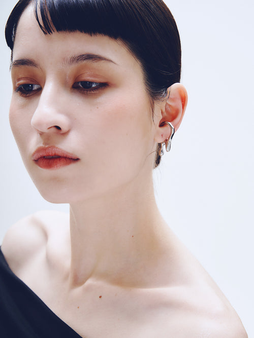 Drip Ear Cuff in Silver worn on ear, alternate view |Color:Silver