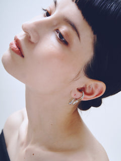 Drip Ear Cuff in Silver worn on ear, side view |Color:Silver