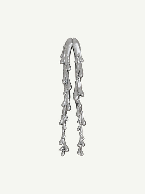 Drop Stand Earring in Silver, full product view |Color:Silver|Card:Primary