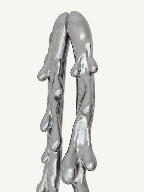 Drop Stand Earring in Silver, upper detail view |Color:Silver