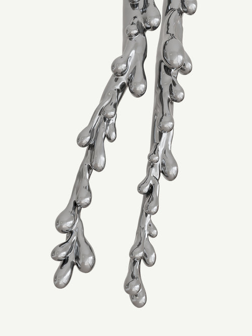 Drop Stand Earring in Silver, lower detail view |Color:Silver