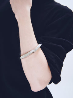 EclipTri Bracelet in Silver worn on wrist, close-up side view |Color:Silver