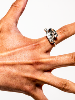 Flux Ring in Silver worn on finger |Color:Silver