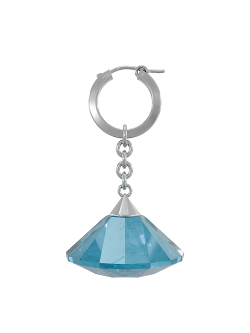 Glass Facet Earring in Blue, front product view |Color:Blue