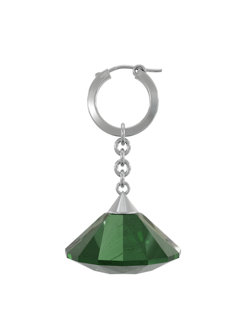 Glass Facet Earring in Green, front product view |Color:Green
