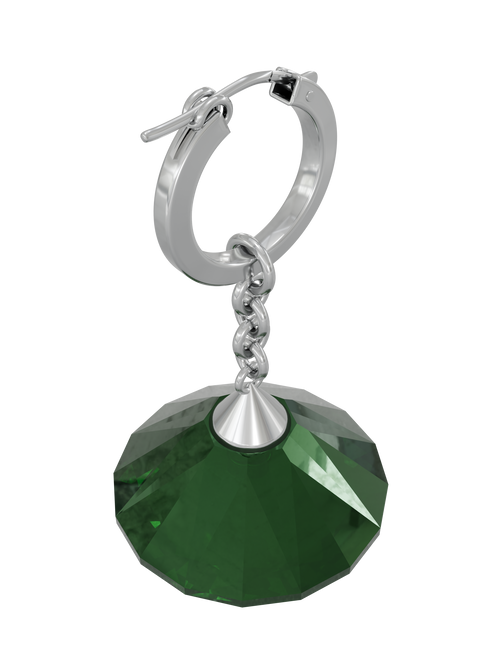 Glass Facet Earring in Green, angled product view |Color:Green