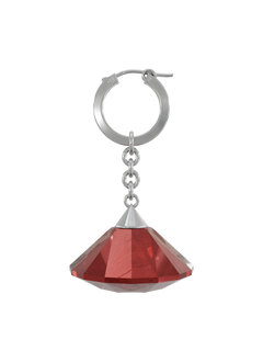 Glass Facet Earring in Red, front product view |Color:Red
