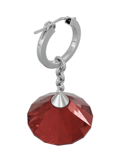 Glass Facet Earring in Red, angled product view |Color:Red