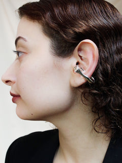 Grasp Ear Cuff in Silver worn on ear |Color:Silver
