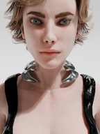 Haelyn Necklace in Silver worn around neck, front view |Color:Silver