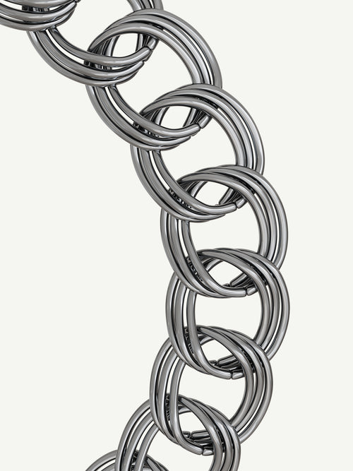 Languid Loop Necklace in Silver, chain detail view |Color:Silver