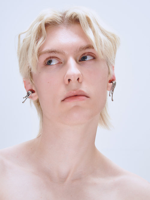 Languor Ear Cuff in Silver worn on ear |Color:Silver