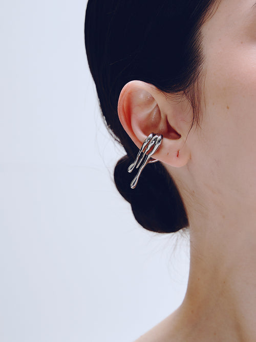 Languor Ear Cuff in Silver worn on ear, detail view |Color:Silver