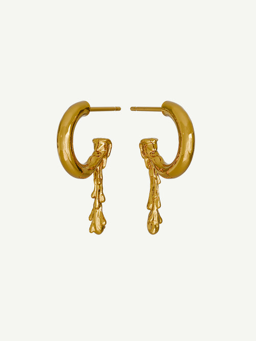 Melted Earring in Gold, product view |Color:Gold