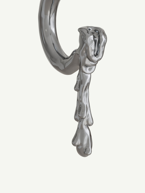 Melted Earring in Silver, detail product view |Color:Silver