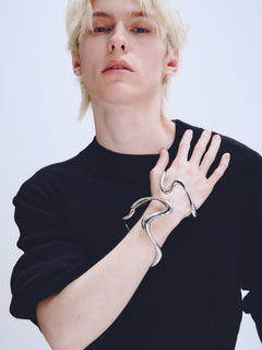 Morpho Bracelet in Silver worn across hand and wrist |Color:Silver