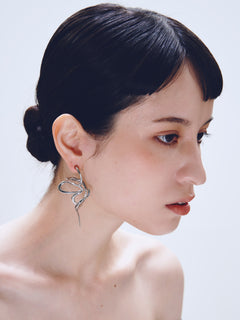 PermaDaze Earring in Silver worn on ear, side view |Color:Silver