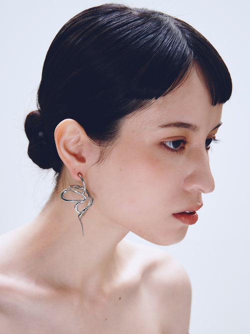PermaDaze Earring in Silver worn on ear, side view |Color:Silver