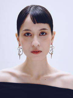 PermaDaze Earring in Silver worn on ears, front view |Color:Silver