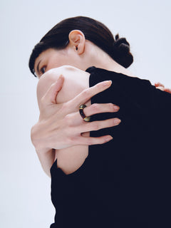 Sable Ring in Multicolor worn on finger, portrait view |Color:Multicolor
