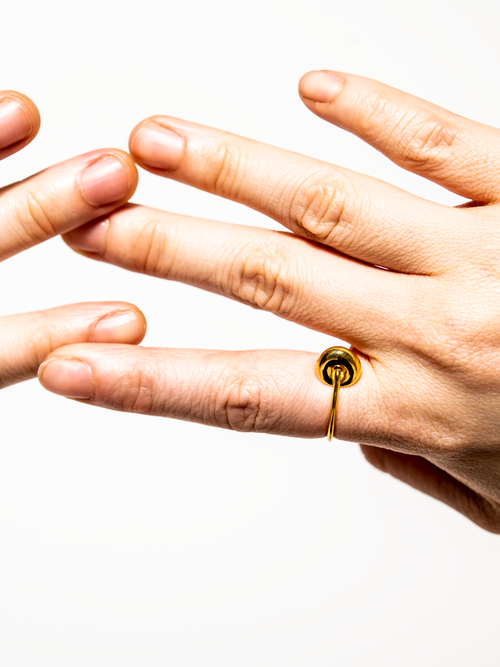 Solitude Ring in Gold worn on finger |Color:Gold