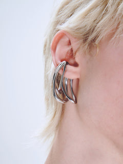 Stasis Ear Cuff in Silver worn on ear, alternate view |Color:Silver